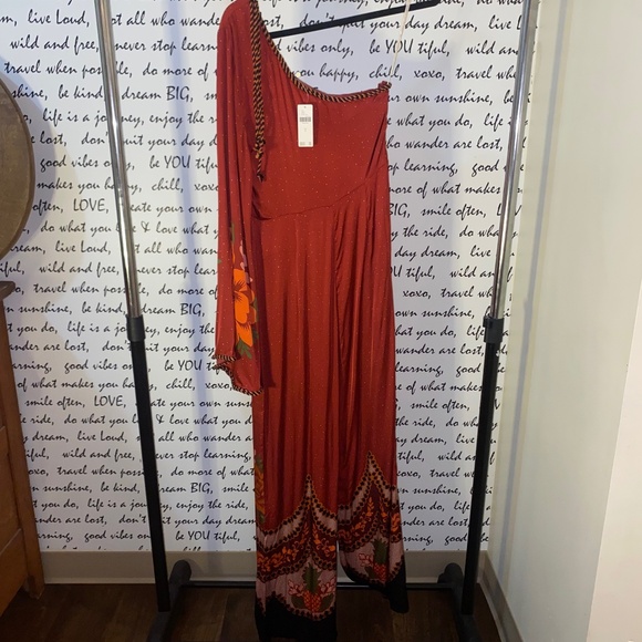 FARM RIO X ANTHROPOLOGIE ONE-SHOULDER PRINTED SATIN JUMPSUIT - Picture 10 of 14